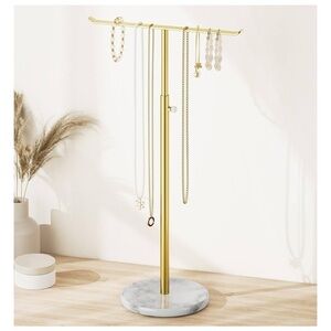 Gold Jewelry Stand with Marble Base